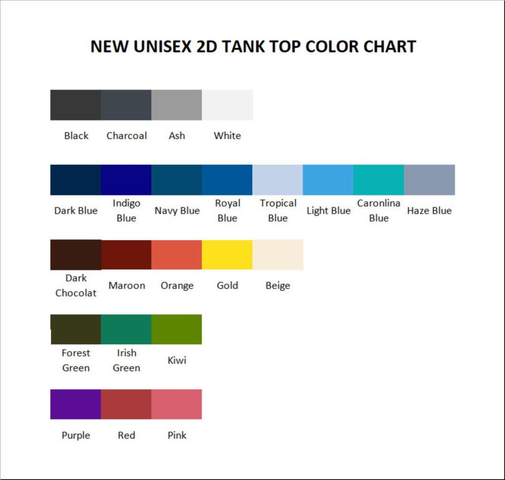 tank top color chart - Steve Lacy Store